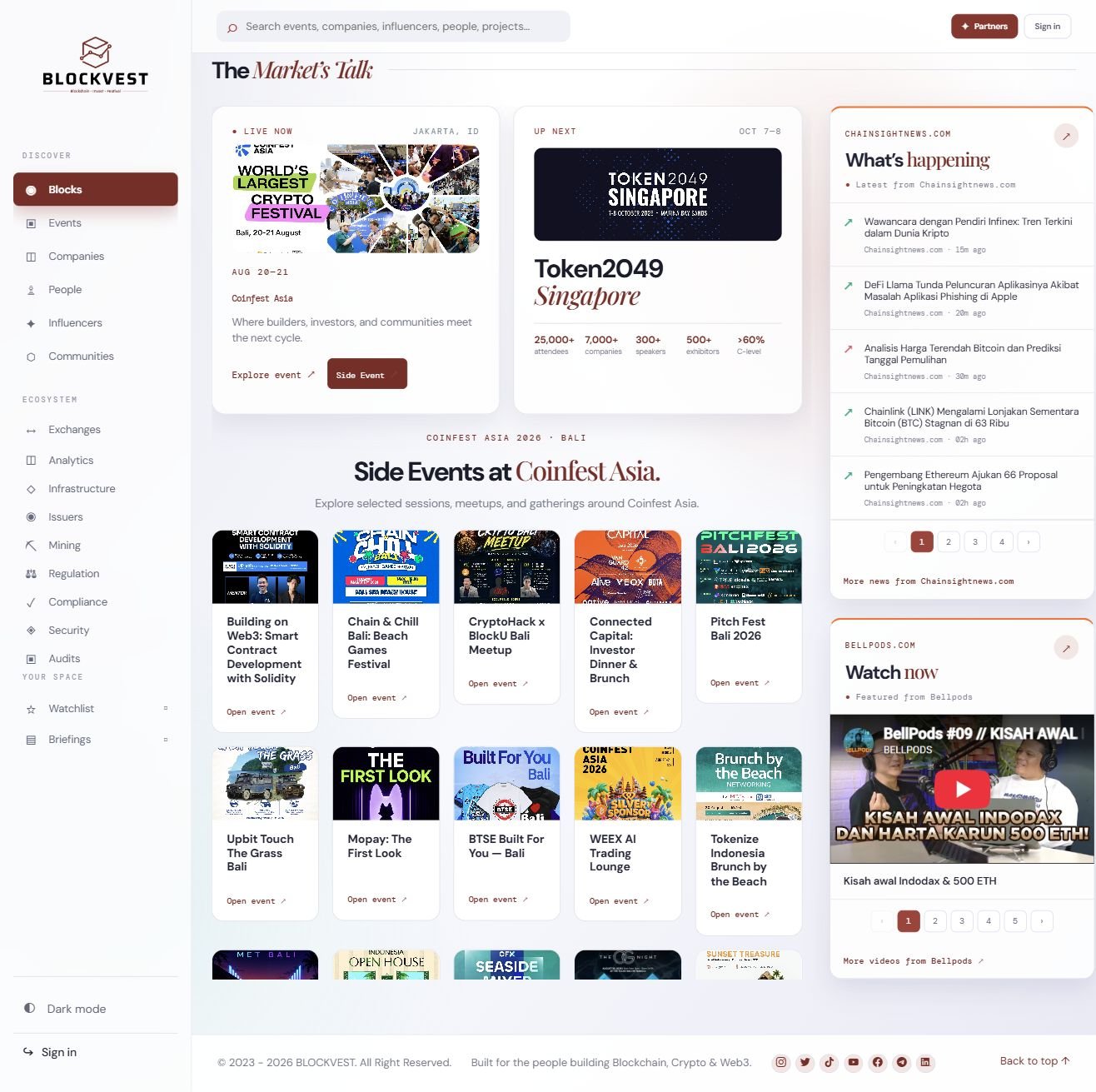 Blockvest Web3 event intelligence platform